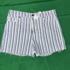 Loft Striped Raw Hem Shorts